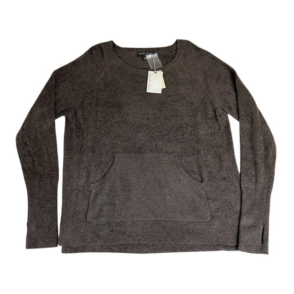 NWT Barefoot Dreams CozyChic Lite Raglan Pullover Carbon Sz XL Thumbhole Sleeves